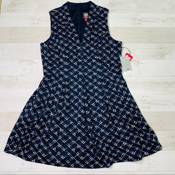 Vince Camuto Navy Blue Fit & Flare Dress - Picture 2 of 8